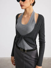 2 in 1 Twist Color-Block Wool Blend Knit Top